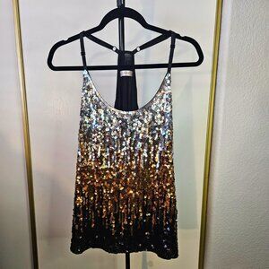 Women's Shining Sequence Camisole Sleeveless Tank Gold, Black and Silver Size XL